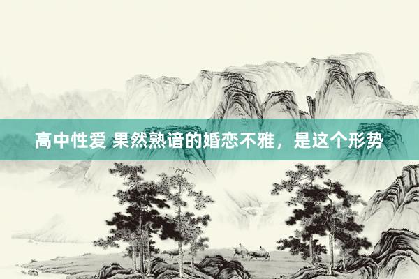 高中性爱 果然熟谙的婚恋不雅，是这个形势